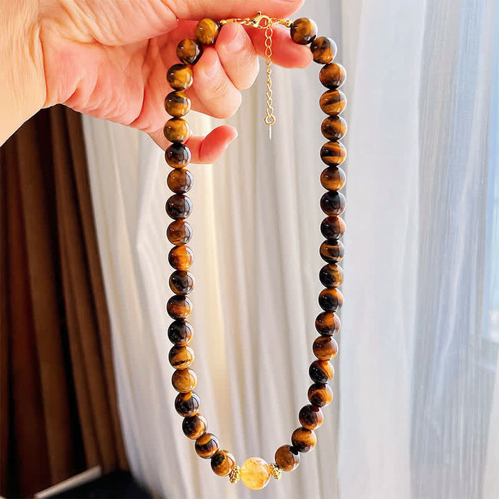 Buddha Stones 天然タイガーアイシトリンビーズの勇気ネックレス - image 6