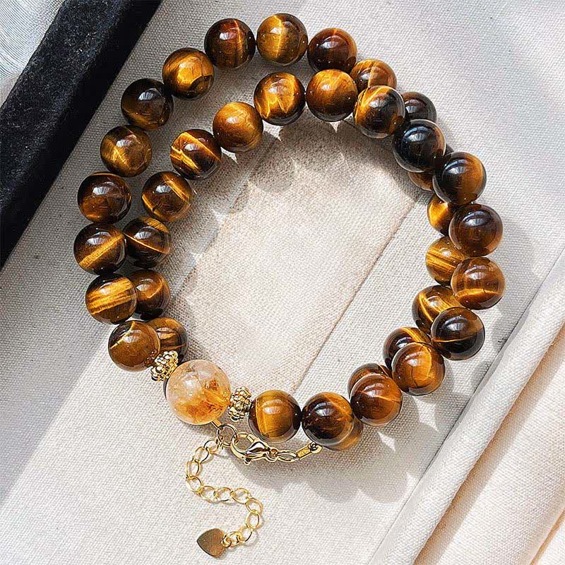 Buddha Stones 天然タイガーアイシトリンビーズの勇気ネックレス - image 2