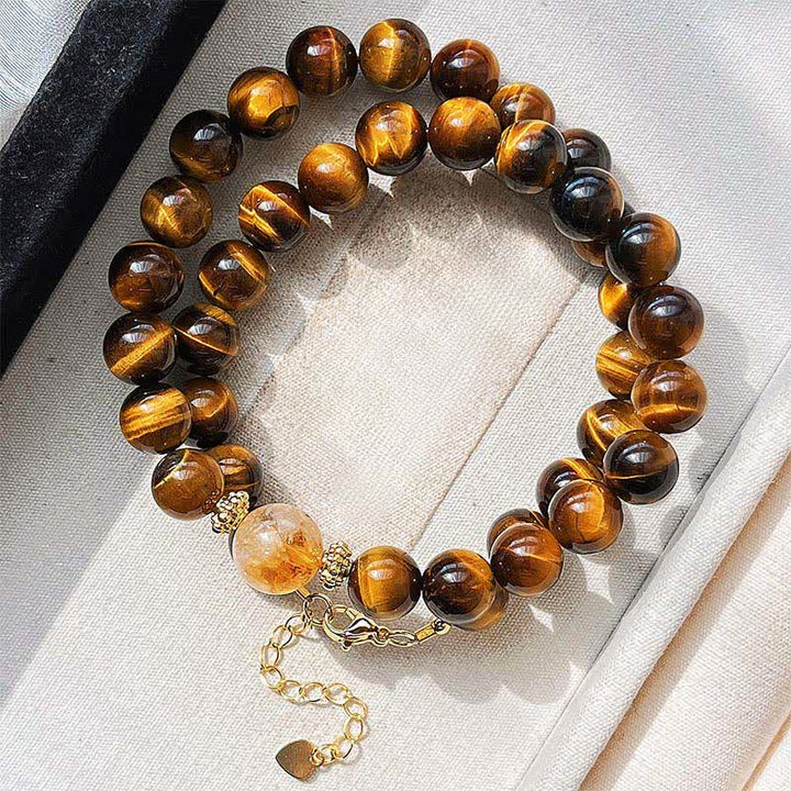 Buddha Stones 天然タイガーアイシトリンビーズの勇気ネックレス - image 2