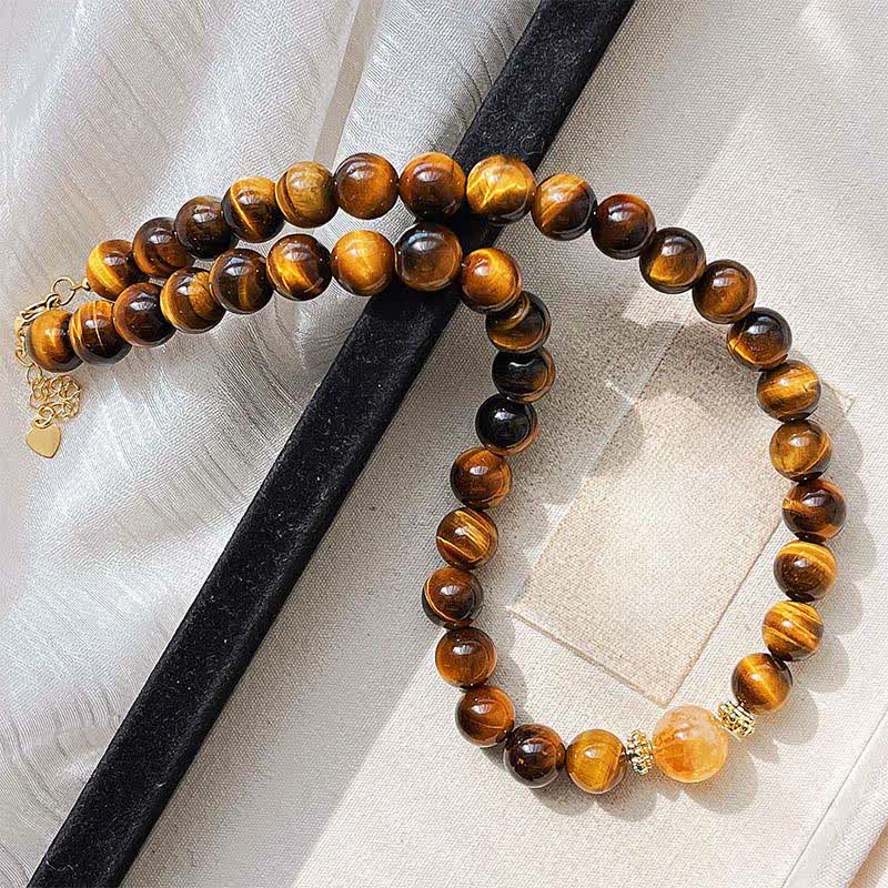 Buddha Stones 天然タイガーアイシトリンビーズの勇気ネックレス - image 4