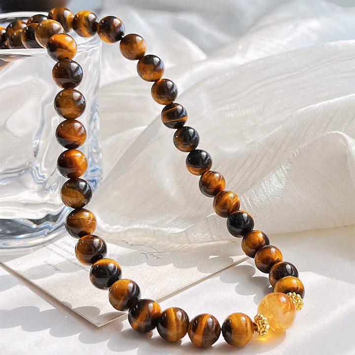 Buddha Stones 天然タイガーアイシトリンビーズの勇気ネックレス - image 3