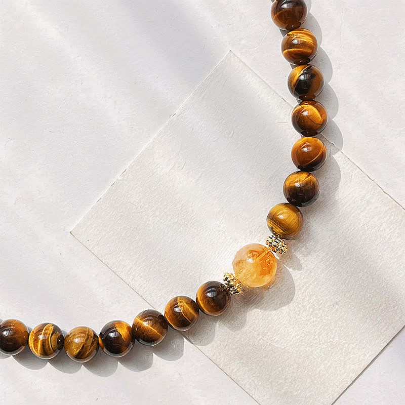 Buddha Stones 天然タイガーアイシトリンビーズの勇気ネックレス - image 8