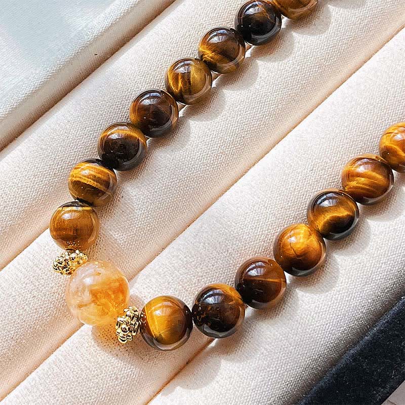 Buddha Stones 天然タイガーアイシトリンビーズの勇気ネックレス - image 9