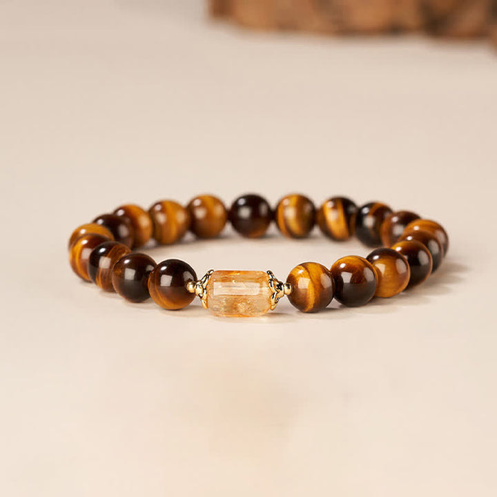 Buddha Stones タイガーアイとシトリンビーズの強さブレスレット - image 1