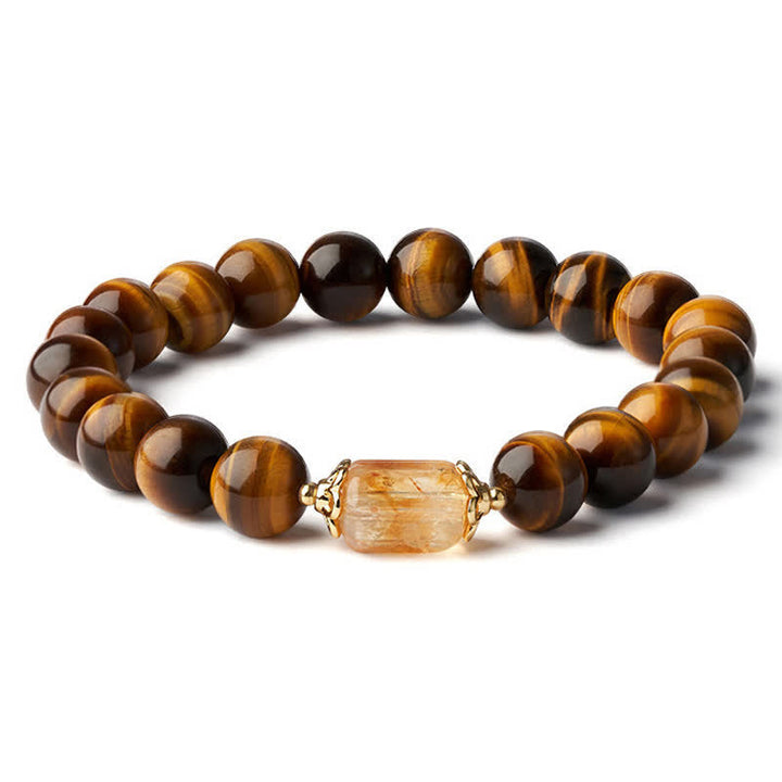 Buddha Stones タイガーアイとシトリンビーズの強さブレスレット - image 8