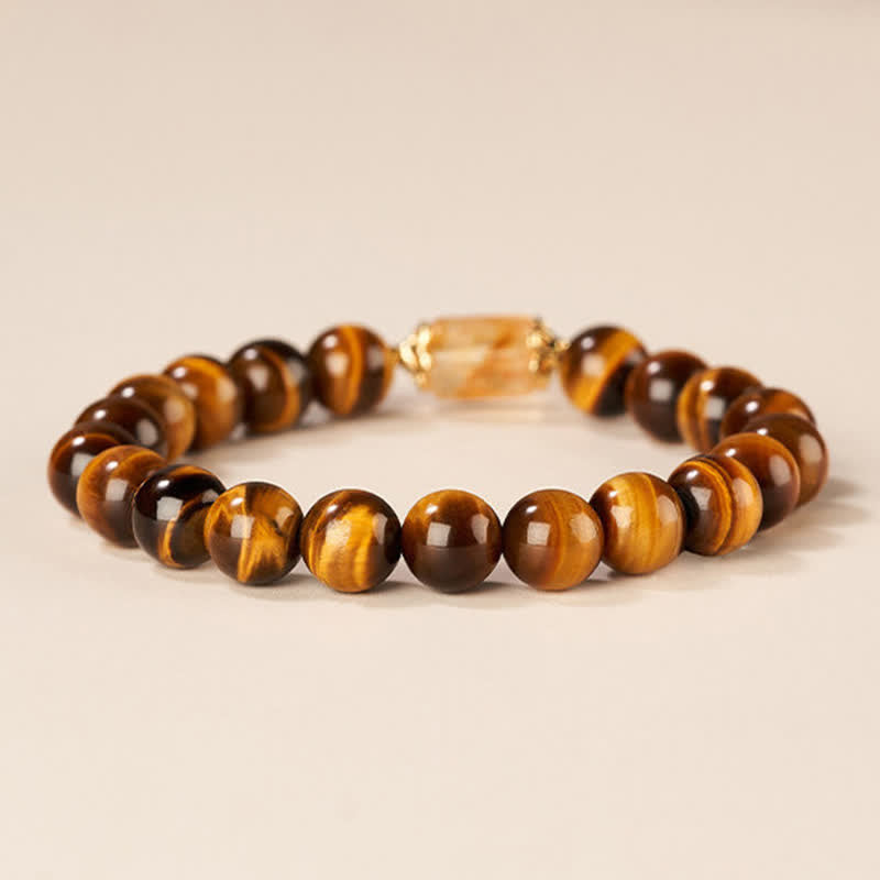 Buddha Stones タイガーアイとシトリンビーズの強さブレスレット - image 2