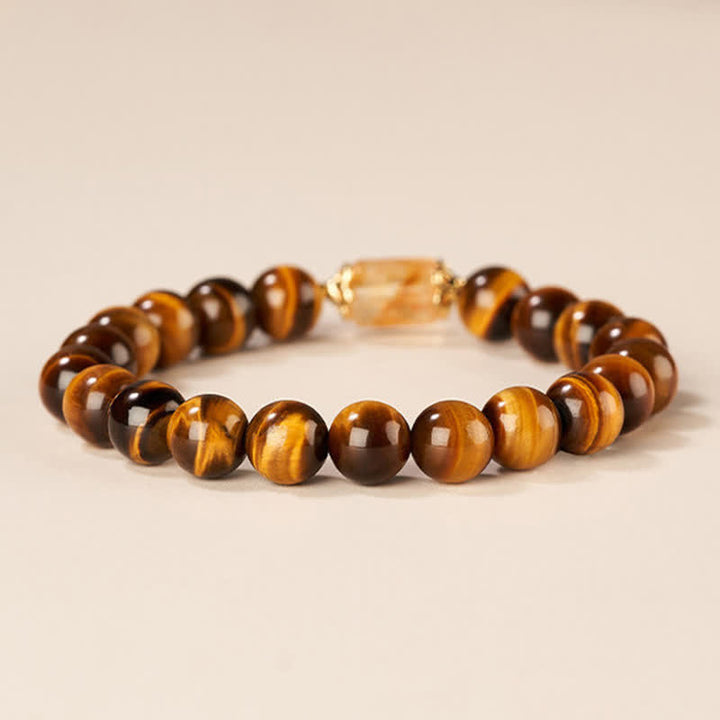 Buddha Stones タイガーアイとシトリンビーズの強さブレスレット - image 2