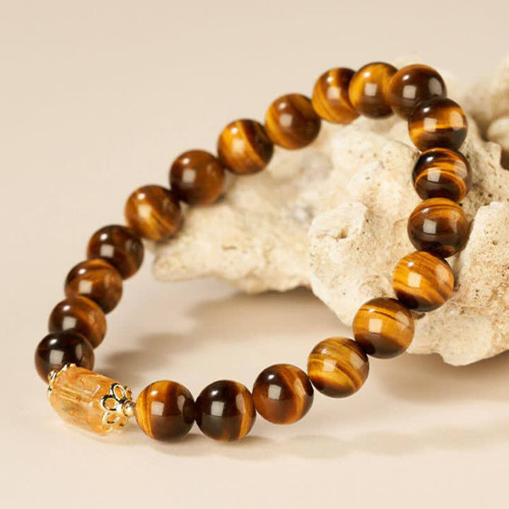 Buddha Stones タイガーアイとシトリンビーズの強さブレスレット - image 3