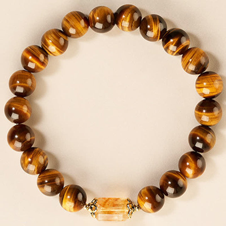 Buddha Stones タイガーアイとシトリンビーズの強さブレスレット - image 4