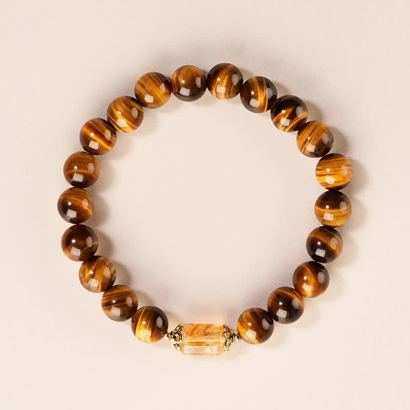 Buddha Stones タイガーアイとシトリンビーズの強さブレスレット - タイガーアイ（手首周り：15～16cm） - image 0