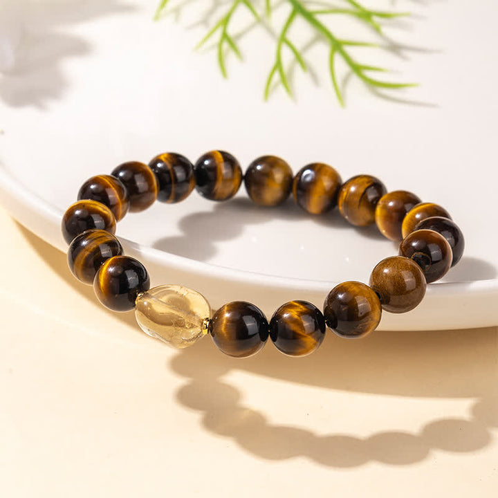 Buddha Stones 10mm天然タイガーアイシトリンビーズ勇気ブレスレット - image 2