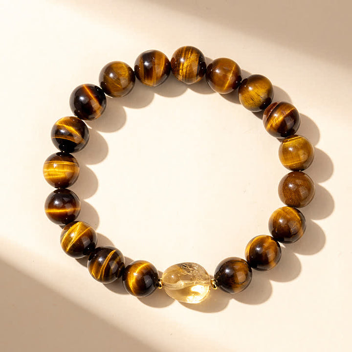 Buddha Stones 10mm天然タイガーアイシトリンビーズ勇気ブレスレット - image 1