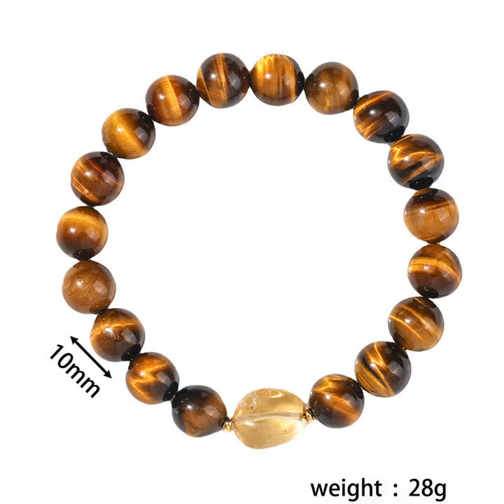 Buddha Stones 10mm天然タイガーアイシトリンビーズ勇気ブレスレット - image 4