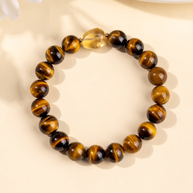 Buddha Stones 10mm天然タイガーアイシトリンビーズ勇気ブレスレット - image 3