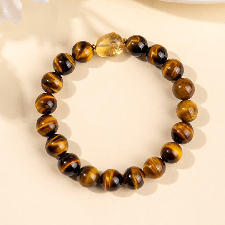 Buddha Stones 10mm天然タイガーアイシトリンビーズ勇気ブレスレット - image 3