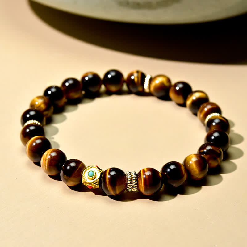 Buddha Stones チベット産天然タイガーアイビーズ強さブレスレット - タイガーアイ（手首周り：15～16cm） - image 0