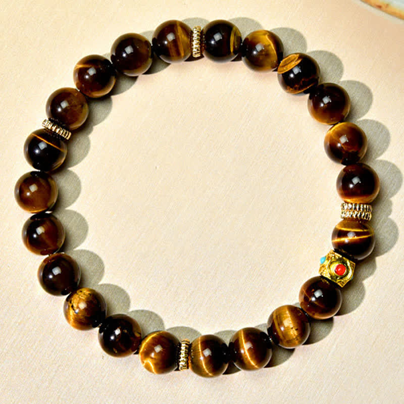 Buddha Stones チベット産天然タイガーアイビーズ強さブレスレット - image 1