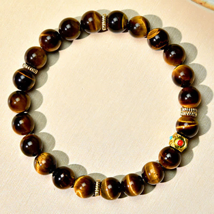 Buddha Stones チベット産天然タイガーアイビーズ強さブレスレット - image 1