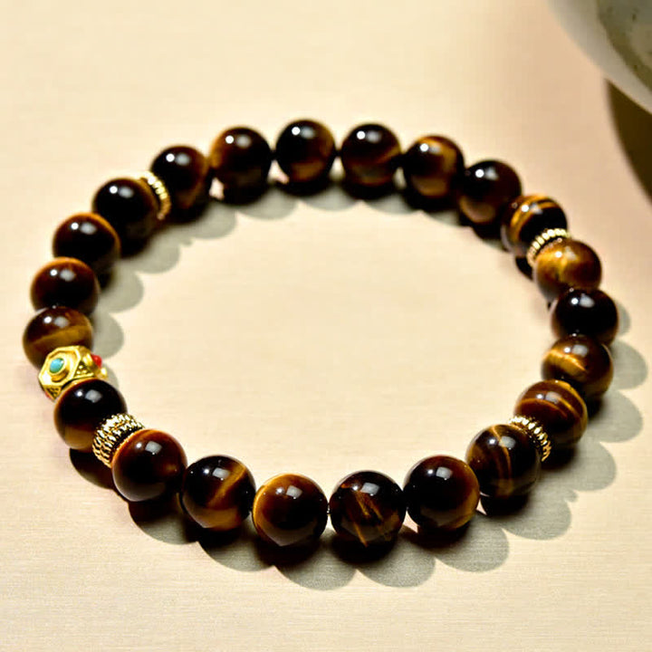 Buddha Stones チベット産天然タイガーアイビーズ強さブレスレット - image 4