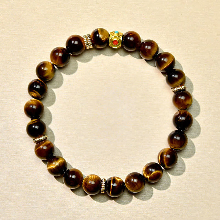 Buddha Stones チベット産天然タイガーアイビーズ強さブレスレット - image 3