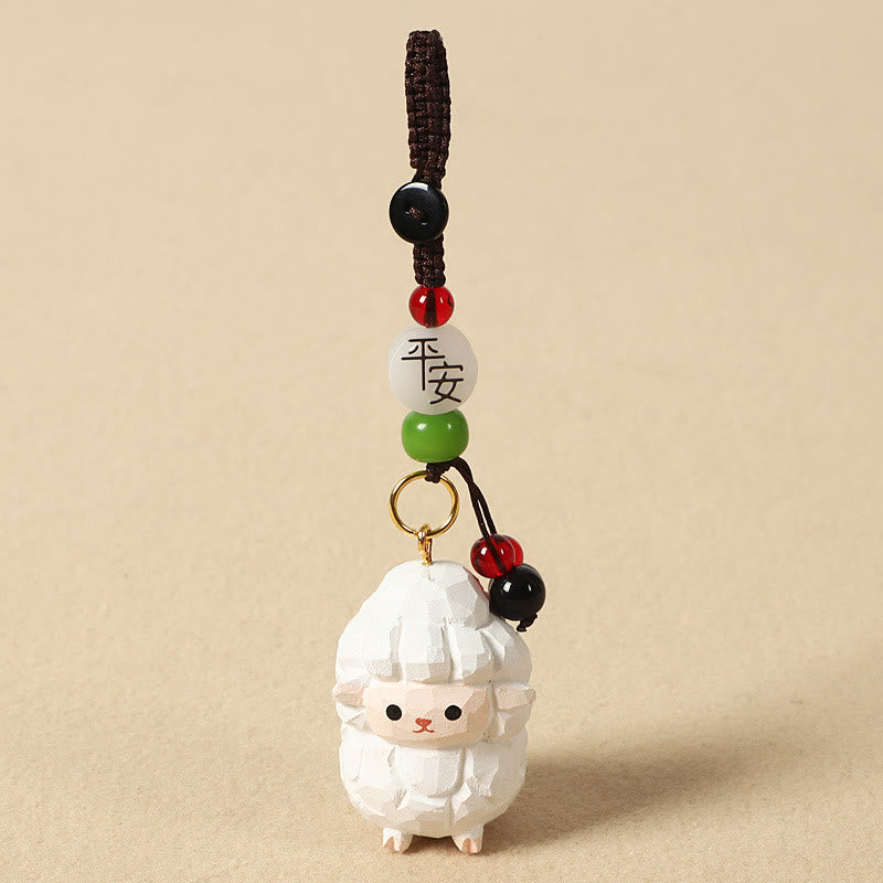 Buddha Stones 干支 菩提樹材彫刻 梅の花 平和 安全オーム・マニ・パドメ・フムポジティブ キーチェーン - ヤギ 4cm（色、形、サイズは異なる場合があります） - 平和と安全 - image 28