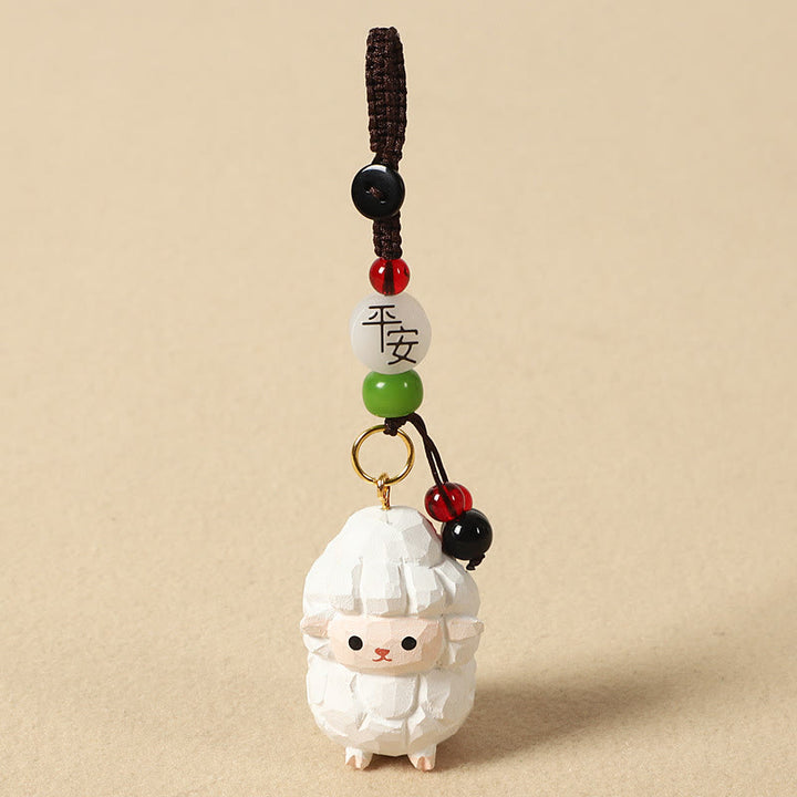 Buddha Stones 干支 菩提樹材彫刻 梅の花 平和 安全オーム・マニ・パドメ・フムポジティブ キーチェーン - ヤギ 4cm（色、形、サイズは異なる場合があります） - 平和と安全 - image 28