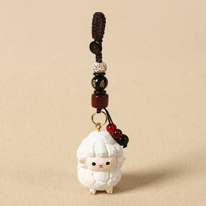 Buddha Stones 干支 菩提樹材彫刻 梅の花 平和 安全オーム・マニ・パドメ・フムポジティブ キーチェーン - ヤギ 4cm（色、形、サイズは異なる場合があります） - オーム・マニ・パドメ・フム - image 26
