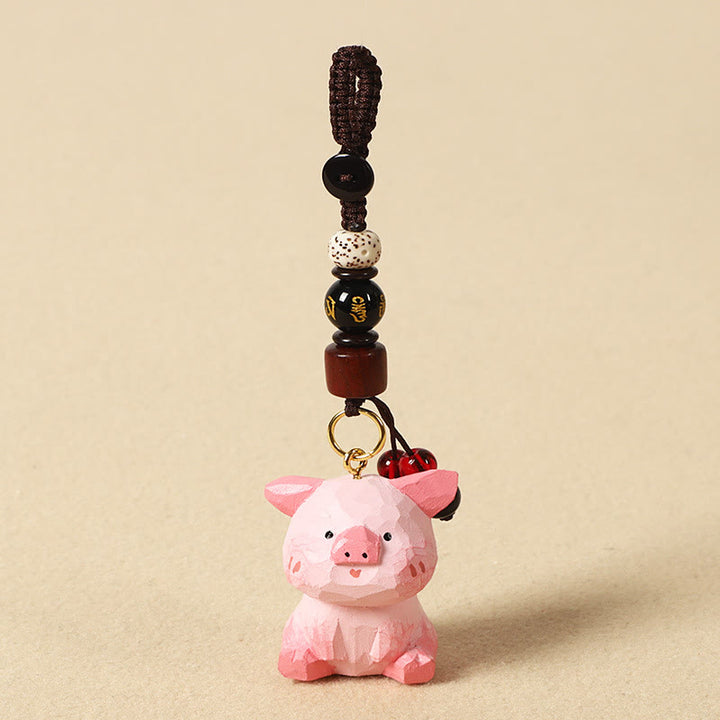 Buddha Stones 干支 菩提樹材彫刻 梅の花 平和 安全オーム・マニ・パドメ・フムポジティブ キーチェーン - 豚 4cm（色、形、サイズは異なる場合があります） - オーム・マニ・パドメ・フム - image 38