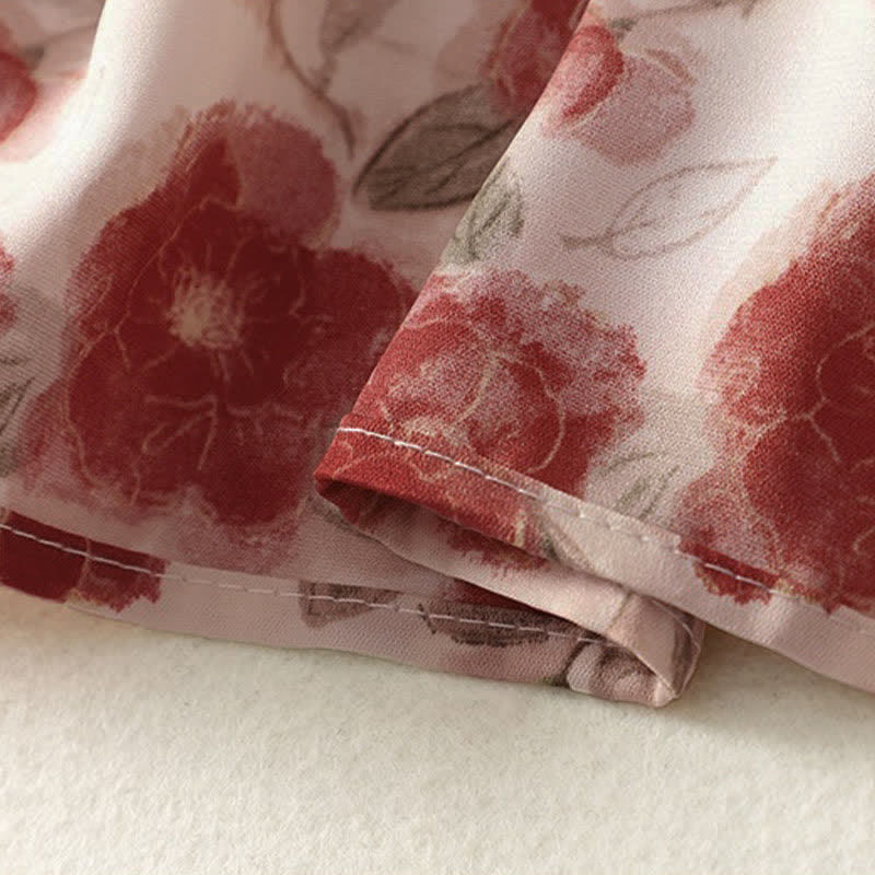 Buddha Stones 夏用花柄シフォン素材のノースリーブワンピース（ポケット付き） - image 8