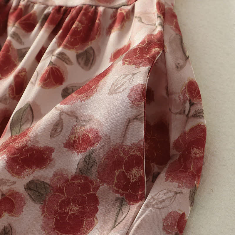 Buddha Stones 夏用花柄シフォン素材のノースリーブワンピース（ポケット付き） - image 5