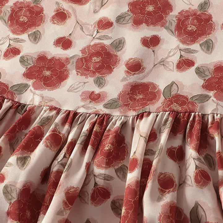 Buddha Stones 夏用花柄シフォン素材のノースリーブワンピース（ポケット付き） - image 7