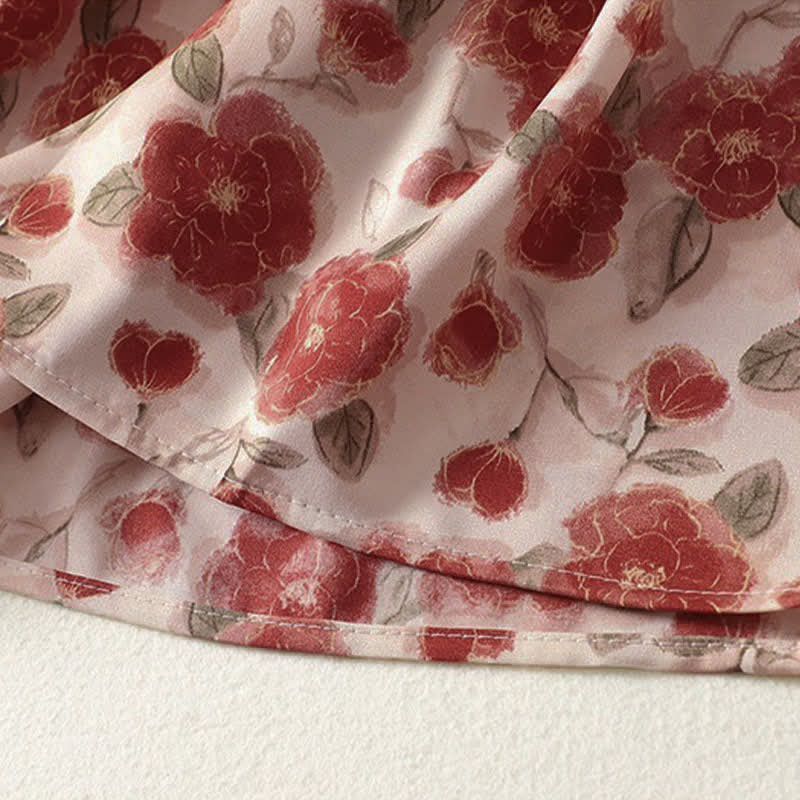 Buddha Stones 夏用花柄シフォン素材のノースリーブワンピース（ポケット付き） - image 6