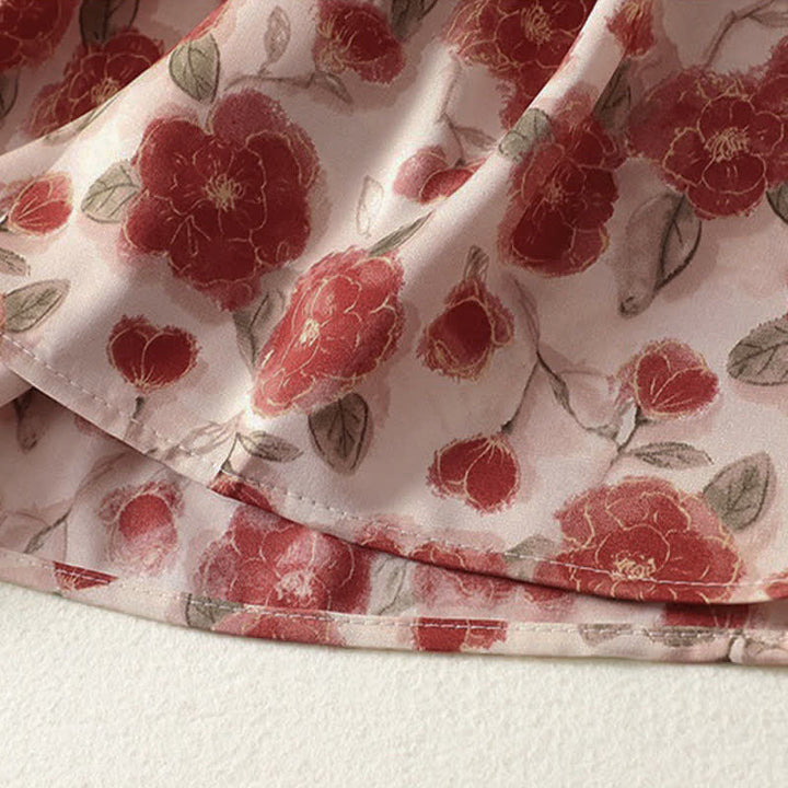 Buddha Stones 夏用花柄シフォン素材のノースリーブワンピース（ポケット付き） - image 6
