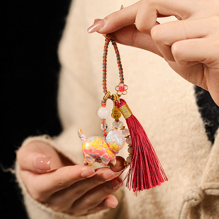 Buddha Stones ミニサイズのかわいい猫の黒檀塗り工芸品キーホルダー - image 2