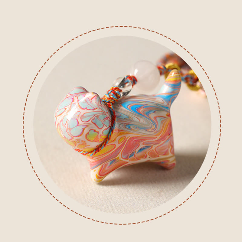 Buddha Stones ミニサイズのかわいい猫の黒檀塗り工芸品キーホルダー - image 4
