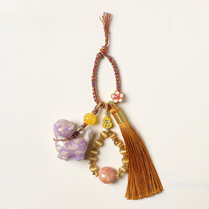 Buddha Stones ミニサイズのかわいい猫の黒檀塗り工芸品キーホルダー - image 8
