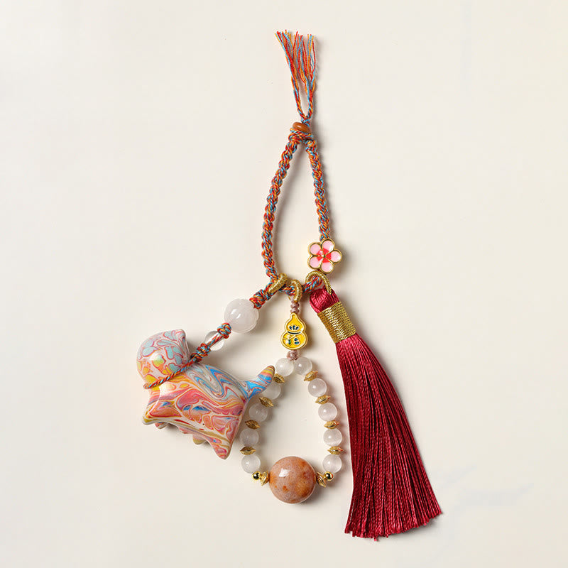 Buddha Stones ミニサイズのかわいい猫の黒檀塗り工芸品キーホルダー - image 1