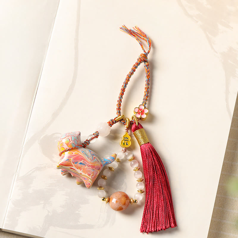 Buddha Stones ミニサイズのかわいい猫の黒檀塗り工芸品キーホルダー - 猫（色はランダム） - image 0