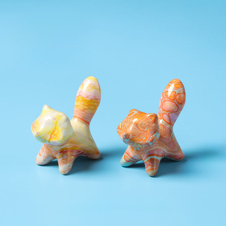 Buddha Stonesミニ かわいい猫黒檀塗り 工芸品 平和の装飾 4*2.2cm（色はランダム） - image 0
