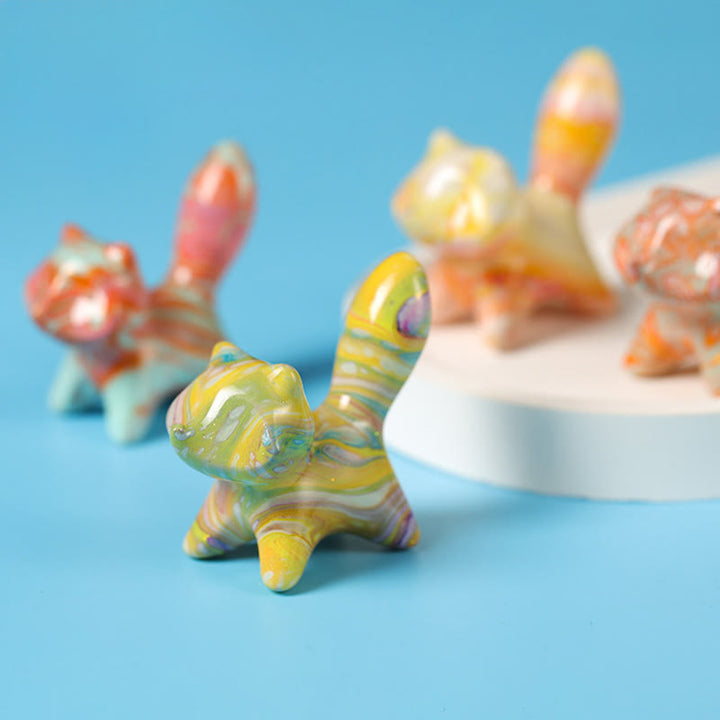 Buddha Stonesミニ かわいい猫黒檀塗り 工芸品 平和の装飾 4*2.2cm（色はランダム） - image 2
