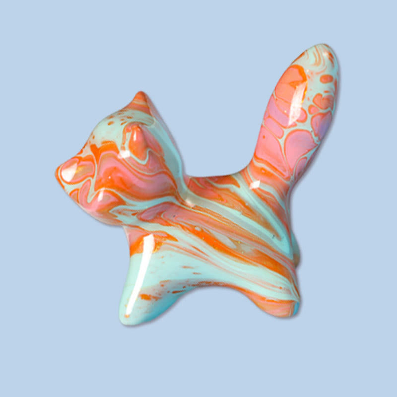 Buddha Stonesミニ かわいい猫黒檀塗り 工芸品 平和の装飾 4*2.2cm（色はランダム） - キツネ 4×2.2cm（色はランダム） - image 1