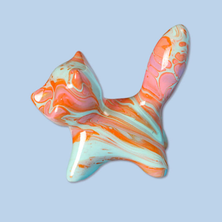 Buddha Stonesミニ かわいい猫黒檀塗り 工芸品 平和の装飾 4*2.2cm（色はランダム） - キツネ 4×2.2cm（色はランダム） - image 1
