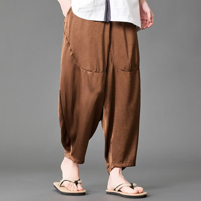 Buddha Stones 夏向けカジュアルパッチポケット付き無地メンズハーレムパンツ（ポケット付き） - image 17