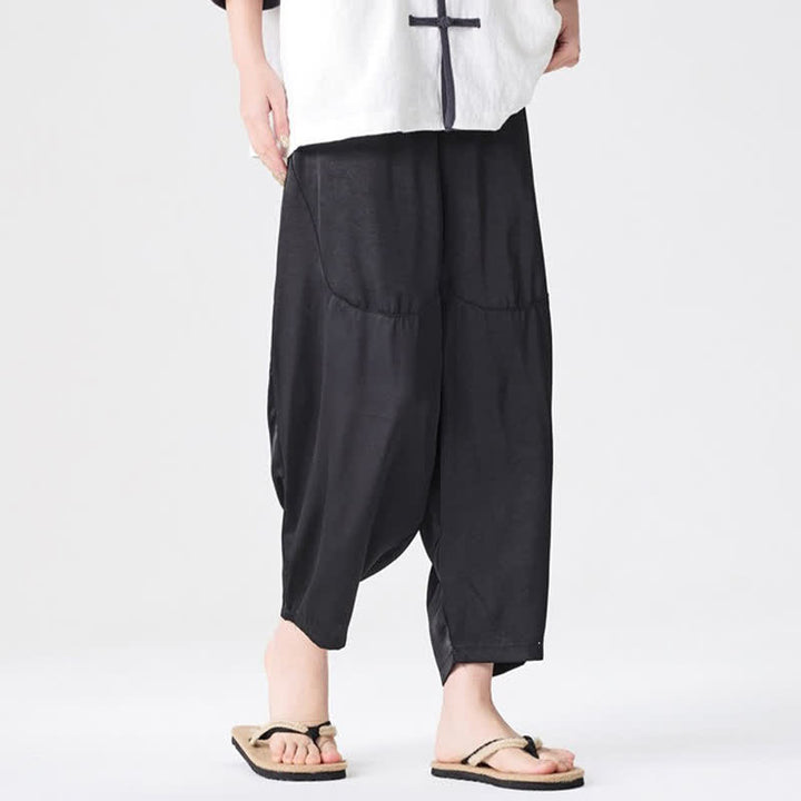 Buddha Stones 夏向けカジュアルパッチポケット付き無地メンズハーレムパンツ（ポケット付き） - image 24
