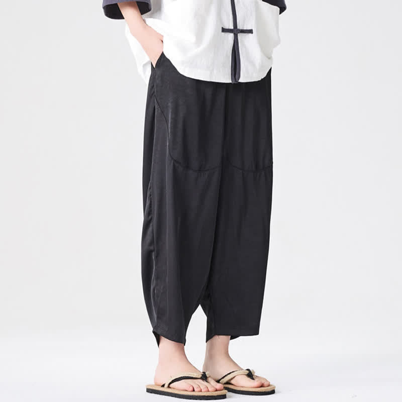 Buddha Stones 夏向けカジュアルパッチポケット付き無地メンズハーレムパンツ（ポケット付き） - image 22