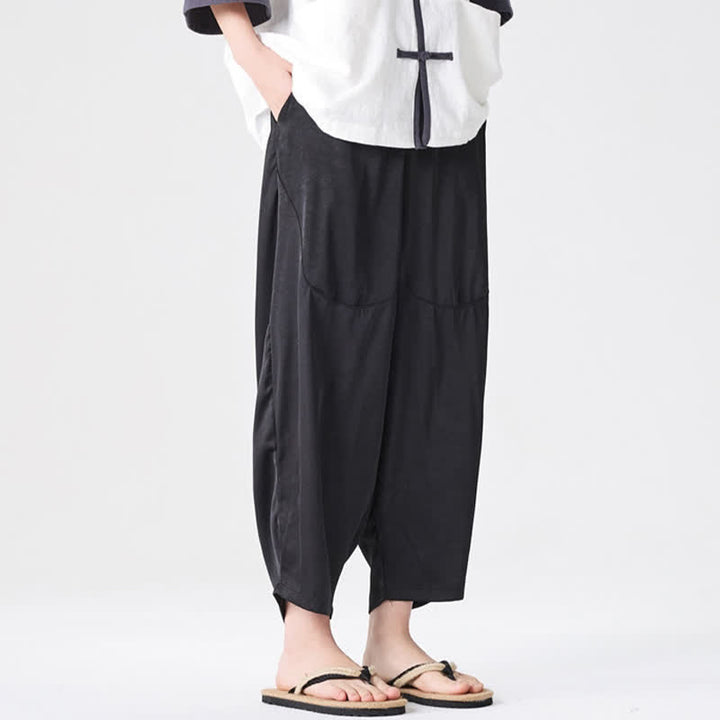 Buddha Stones 夏向けカジュアルパッチポケット付き無地メンズハーレムパンツ（ポケット付き） - image 22