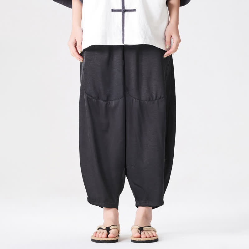 Buddha Stones 夏向けカジュアルパッチポケット付き無地メンズハーレムパンツ（ポケット付き） - image 21
