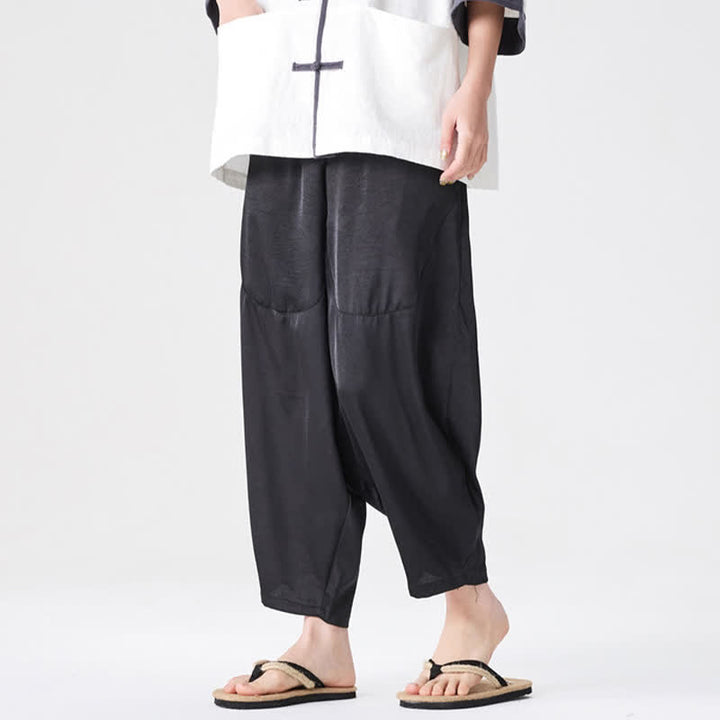 Buddha Stones 夏向けカジュアルパッチポケット付き無地メンズハーレムパンツ（ポケット付き） - image 28
