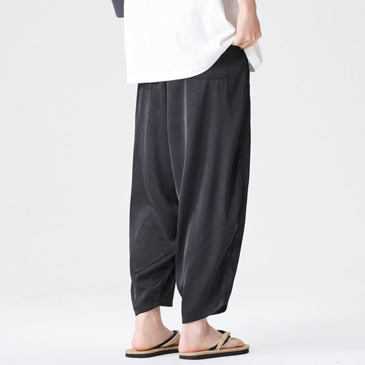 Buddha Stones 夏向けカジュアルパッチポケット付き無地メンズハーレムパンツ（ポケット付き） - image 23