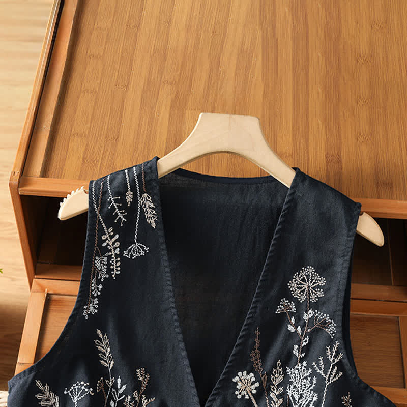 Buddha Stones 夏物刺繍入り花柄レディースノースリーブシャツ（ポケット付き） - image 10